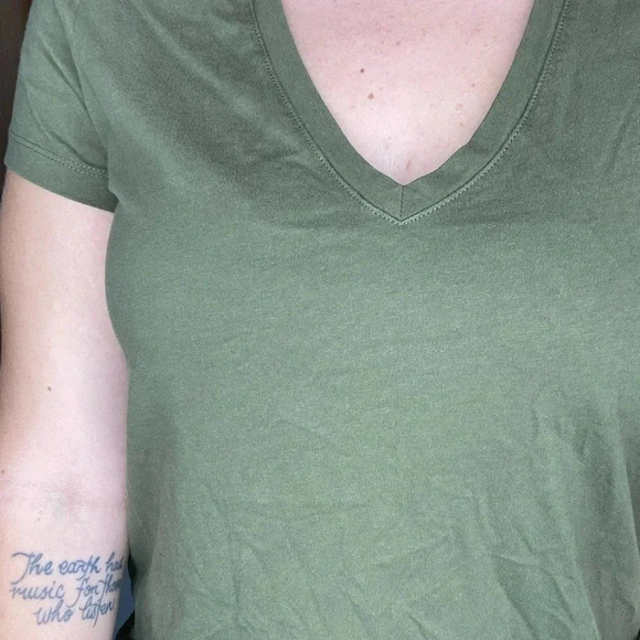 Madewell Olive Green V-Neck T-Shirt Dress - Picture 3 of 3